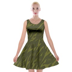 Linux Logo Camo Green Velvet Skater Dress by bullshitdesign