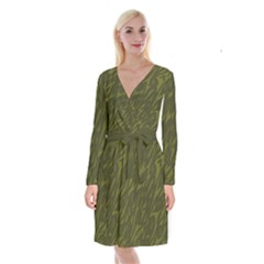 Linux Logo Camo Green Long Sleeve Velvet Front Wrap Dress by bullshitdesign