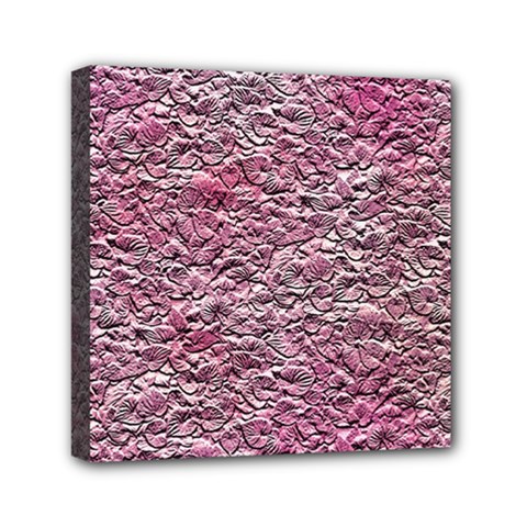 Leaves Pink Background Texture Mini Canvas 6  X 6  by Nexatart