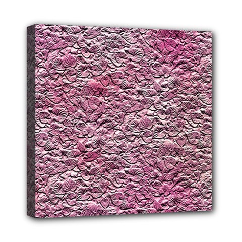 Leaves Pink Background Texture Mini Canvas 8  X 8  by Nexatart