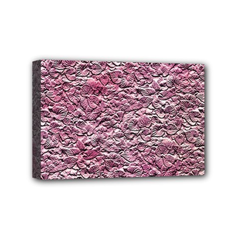 Leaves Pink Background Texture Mini Canvas 6  X 4  by Nexatart