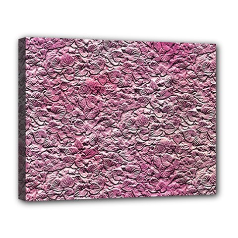 Leaves Pink Background Texture Canvas 14  X 11  by Nexatart