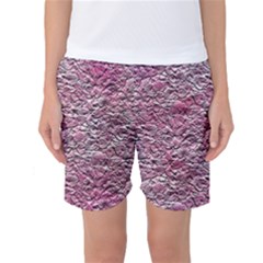 Leaves Pink Background Texture Women s Basketball Shorts by Nexatart