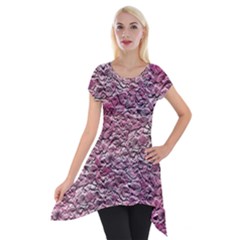 Leaves Pink Background Texture Short Sleeve Side Drop Tunic by Nexatart