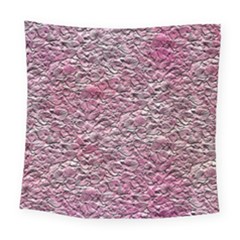 Leaves Pink Background Texture Square Tapestry (large) by Nexatart