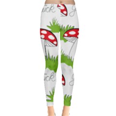 Mushroom Luck Fly Agaric Lucky Guy Leggings  by Nexatart