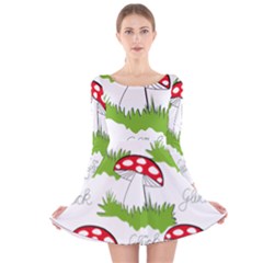 Mushroom Luck Fly Agaric Lucky Guy Long Sleeve Velvet Skater Dress by Nexatart