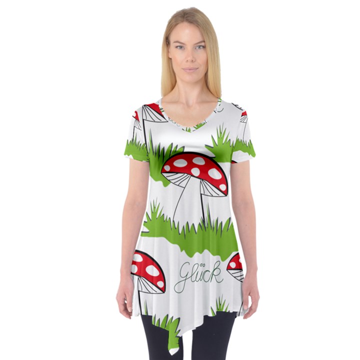 Mushroom Luck Fly Agaric Lucky Guy Short Sleeve Tunic 