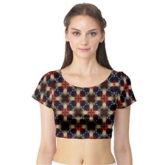 Kaleidoscope Image Background Short Sleeve Crop Top (tight Fit) by Nexatart