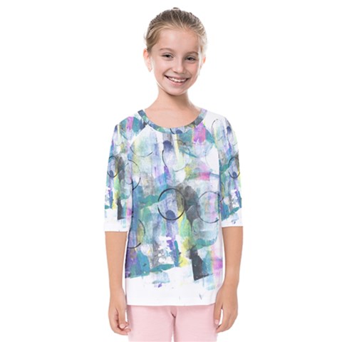 Background Color Circle Pattern Kids  Quarter Sleeve Raglan Tee by Nexatart