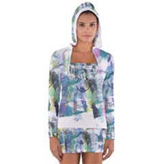 Background Color Circle Pattern Women s Long Sleeve Hooded T-shirt by Nexatart