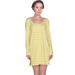 Pattern Yellow Heart Heart Pattern Long Sleeve Nightdress