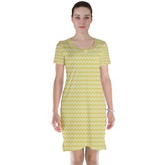 Pattern Yellow Heart Heart Pattern Short Sleeve Nightdress