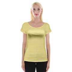 Pattern Yellow Heart Heart Pattern Women s Cap Sleeve Top