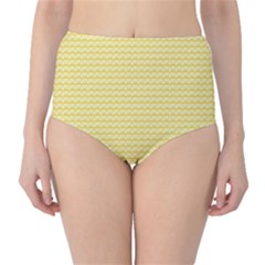 Pattern Yellow Heart Heart Pattern High-Waist Bikini Bottoms