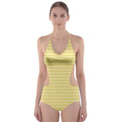 Pattern Yellow Heart Heart Pattern Cut-Out One Piece Swimsuit