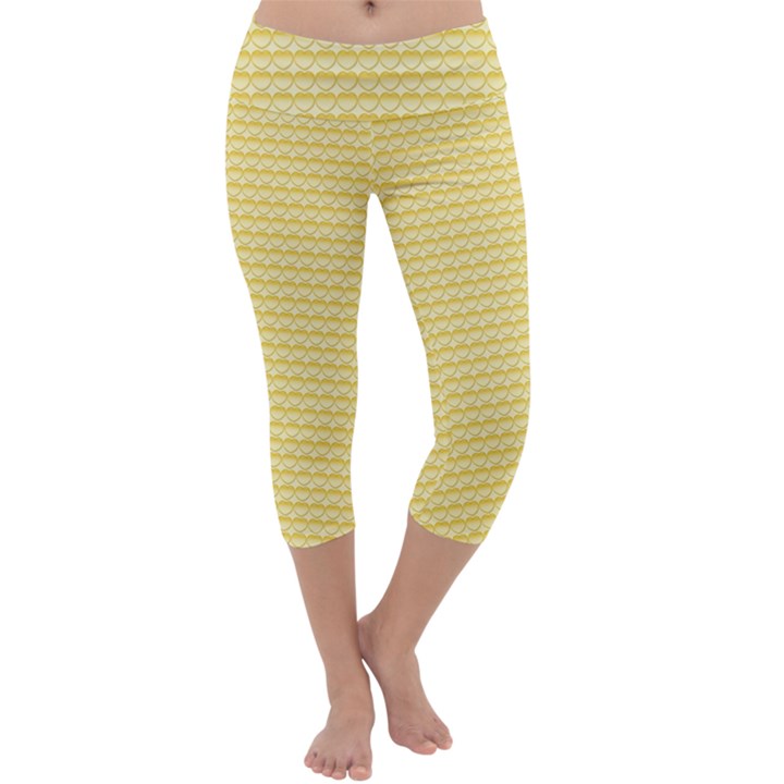 Pattern Yellow Heart Heart Pattern Capri Yoga Leggings