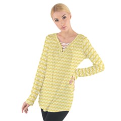 Pattern Yellow Heart Heart Pattern Women s Tie Up Tee