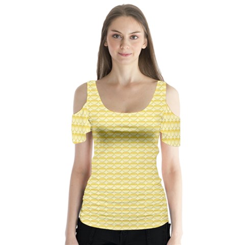 Pattern Yellow Heart Heart Pattern Butterfly Sleeve Cutout Tee  by Nexatart