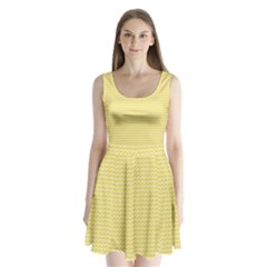 Pattern Yellow Heart Heart Pattern Split Back Mini Dress 