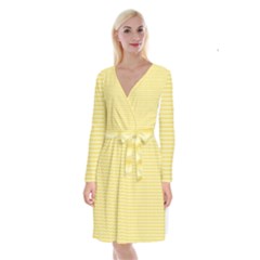 Pattern Yellow Heart Heart Pattern Long Sleeve Velvet Front Wrap Dress