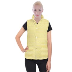 Pattern Yellow Heart Heart Pattern Women s Button Up Puffer Vest