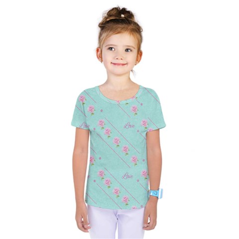 Flower Pink Love Background Texture Kids  One Piece Tee by Nexatart