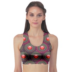 Abstract Circle Gem Pattern Sports Bra by Nexatart