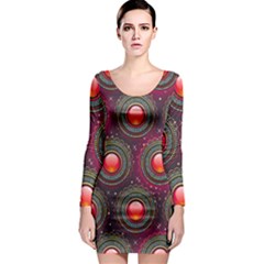 Abstract Circle Gem Pattern Long Sleeve Bodycon Dress by Nexatart