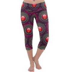 Abstract Circle Gem Pattern Capri Yoga Leggings by Nexatart