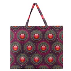 Abstract Circle Gem Pattern Zipper Large Tote Bag by Nexatart