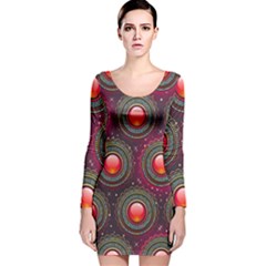 Abstract Circle Gem Pattern Long Sleeve Velvet Bodycon Dress by Nexatart