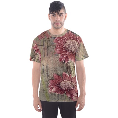 Flowers Plant Red Drawing Art Men s Sport Mesh Tee by Nexatart