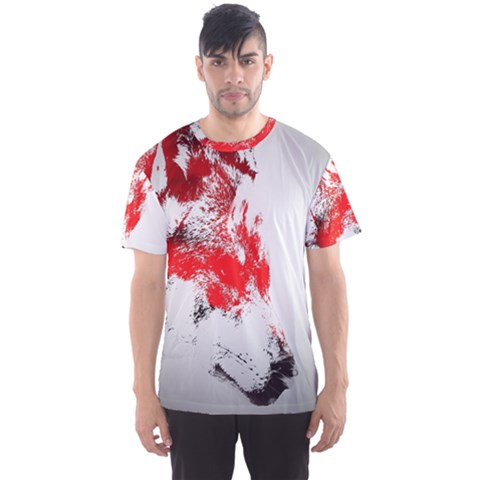 Red Black Wolf Stamp Background Men s Sport Mesh Tee by Nexatart