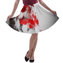 Red Black Wolf Stamp Background A-line Skater Skirt