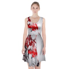 Red Black Wolf Stamp Background Racerback Midi Dress