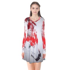 Red Black Wolf Stamp Background Flare Dress