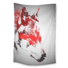 Red Black Wolf Stamp Background Large Tapestry