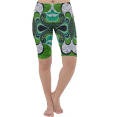 Fractal Art Green Pattern Design Cropped Leggings  by Nexatart