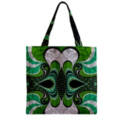 Fractal Art Green Pattern Design Zipper Grocery Tote Bag by Nexatart