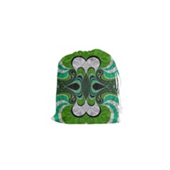 Fractal Art Green Pattern Design Drawstring Pouches (xs)  by Nexatart