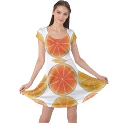 Orange Discs Orange Slices Fruit Cap Sleeve Dresses by Nexatart