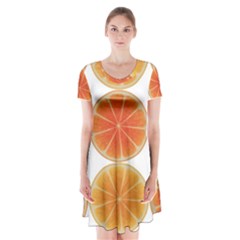 Orange Discs Orange Slices Fruit Short Sleeve V-neck Flare Dress by Nexatart