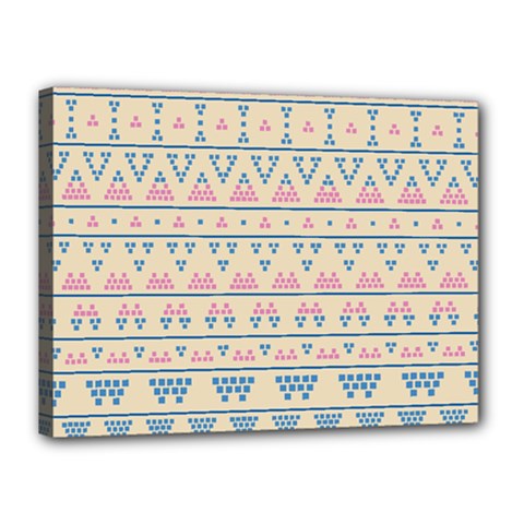 Blue And Pink Tribal Pattern Canvas 16  X 12  by berwies