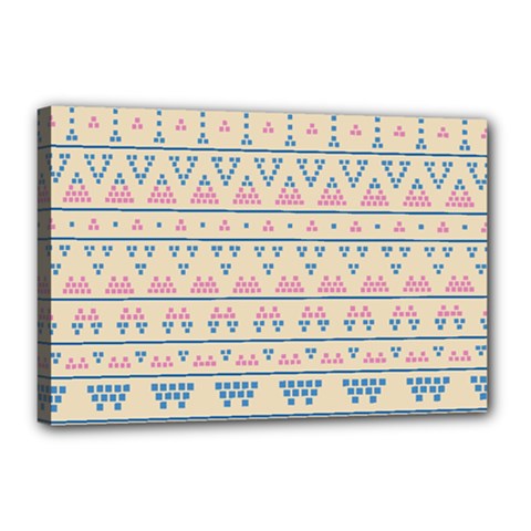 Blue And Pink Tribal Pattern Canvas 18  X 12  by berwies