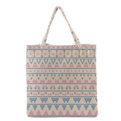 Blue And Pink Tribal Pattern Grocery Tote Bag by berwies