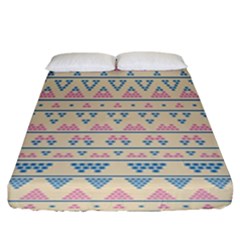 Blue And Pink Tribal Pattern Fitted Sheet (king Size) by berwies