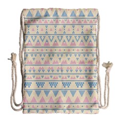 Blue And Pink Tribal Pattern Drawstring Bag (large) by berwies