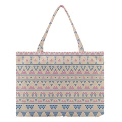 Blue And Pink Tribal Pattern Medium Tote Bag by berwies