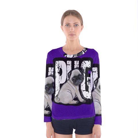 Pug Women s Long Sleeve Tee by Valentinaart